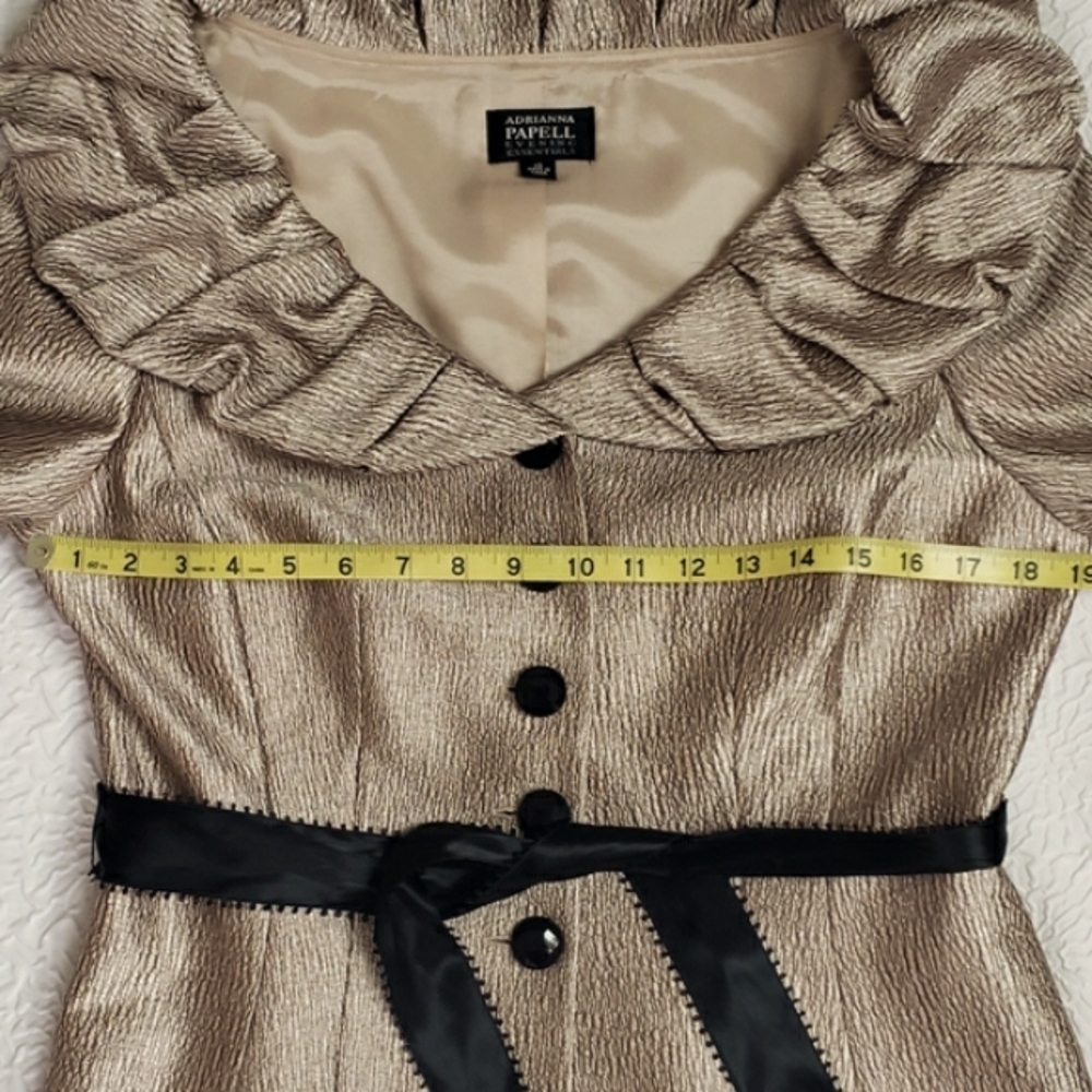 Adrianna Papell Evening Essentials gold metallic ruffle collar jacket Sz 10 - Picture 13 of 16